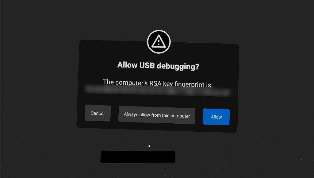 Oculus Approve USB Debugging Prompt
