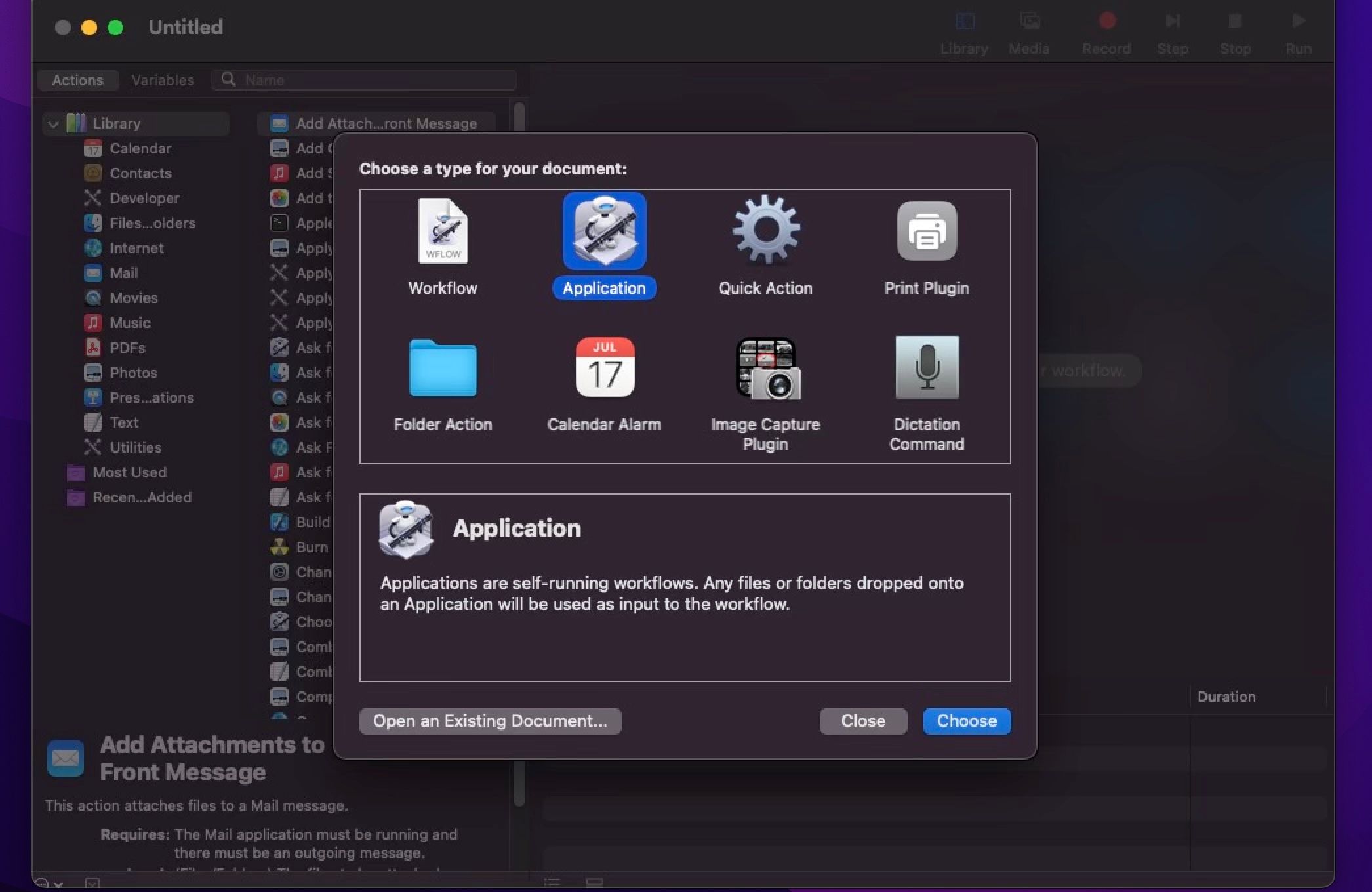 Использование Automator на Mac