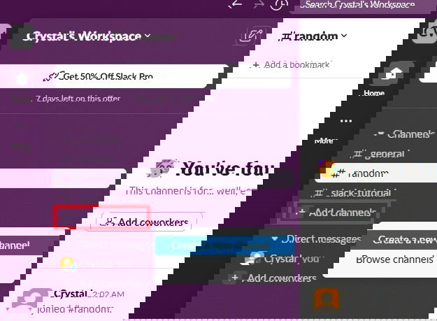 Добавление канала Slack.