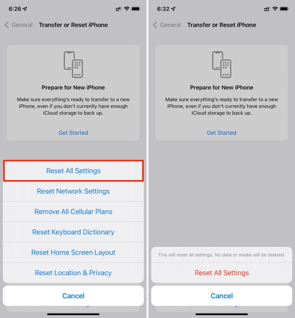 Сброс настроек iPhone