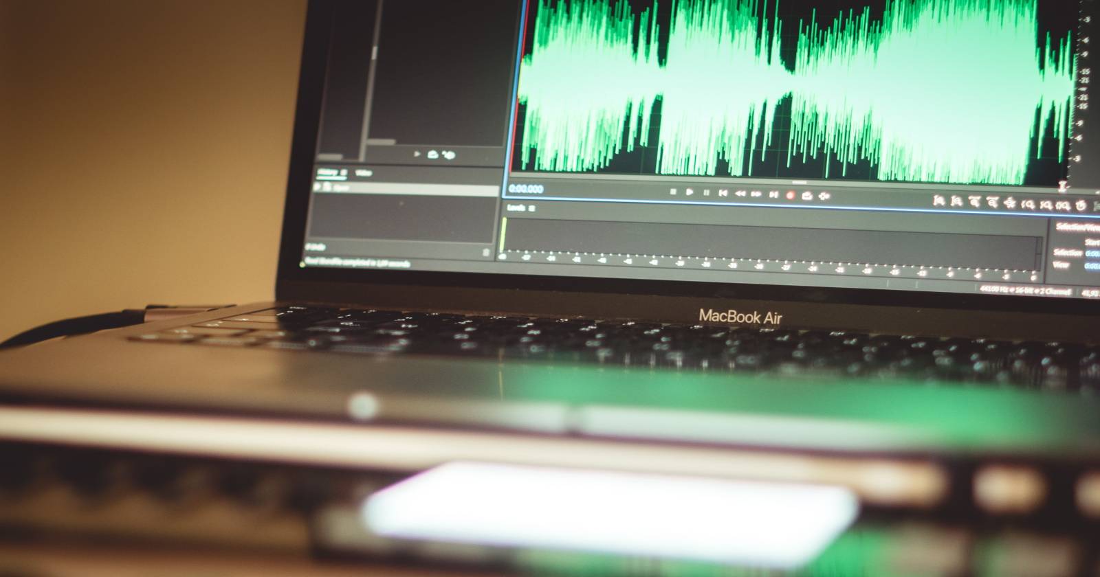 Audio editing tool on a Macbook Air laptop