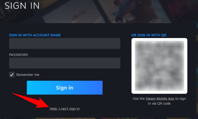 Выберите «Помощь, я не могу войти.»