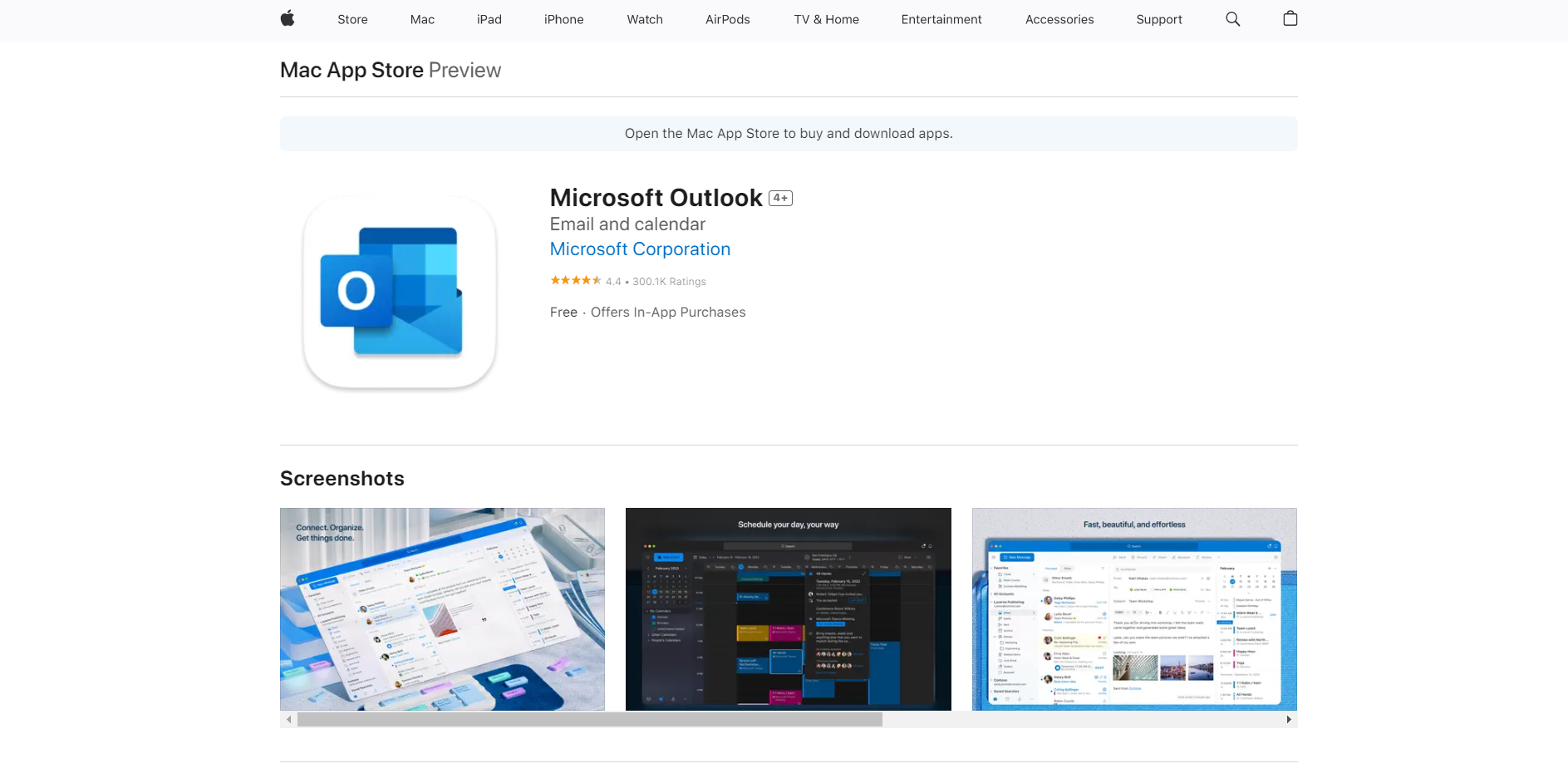 Поиск Outlook в App Store на Mac
