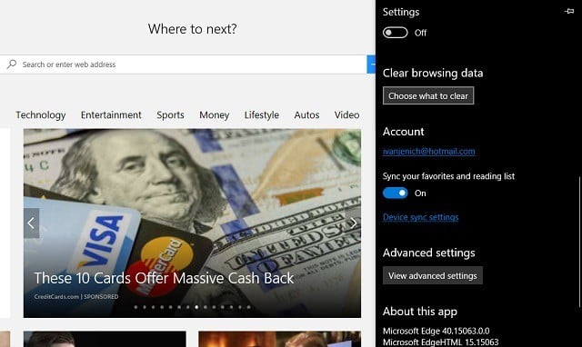 Скриншот: очистка истории браузера Edge