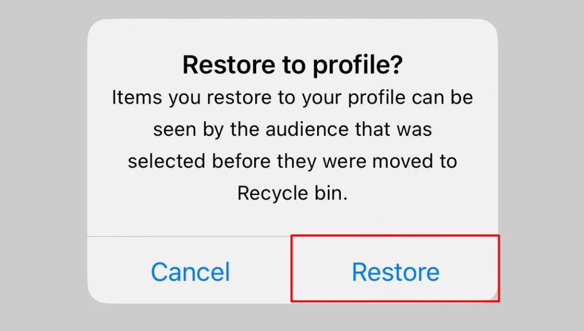 Restore option on Facebook.