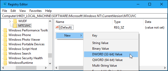 Добавление DWORD-параметра EnableMtcUvc