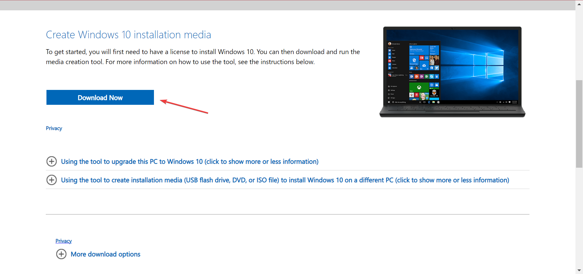 Скачивание Media Creation Tool