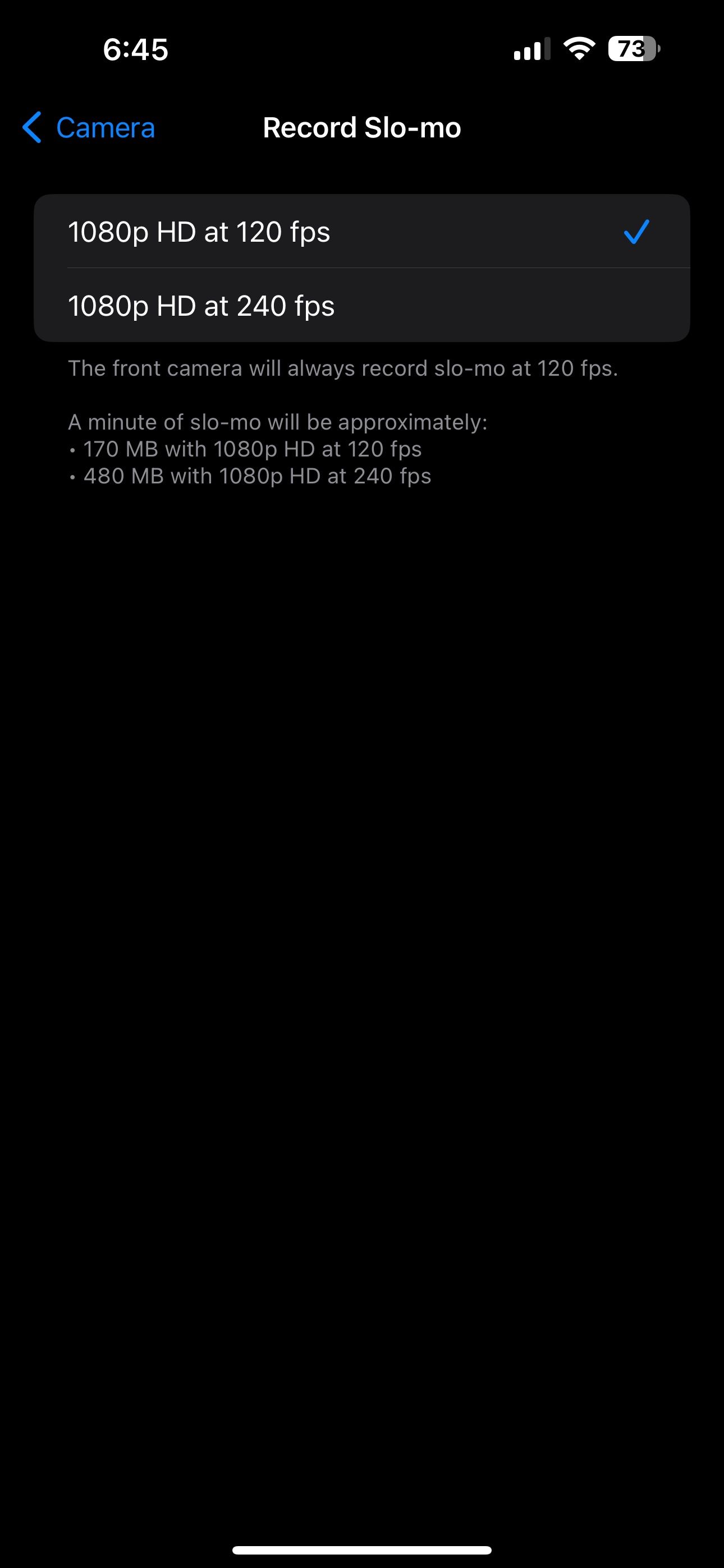 Параметры Slo‑mo