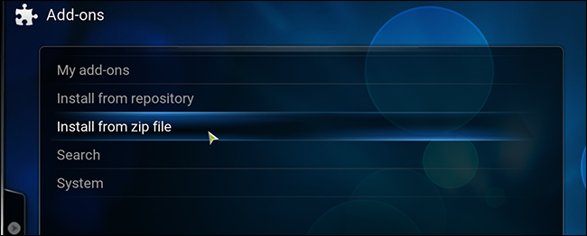 Выбор zip-файла для установки