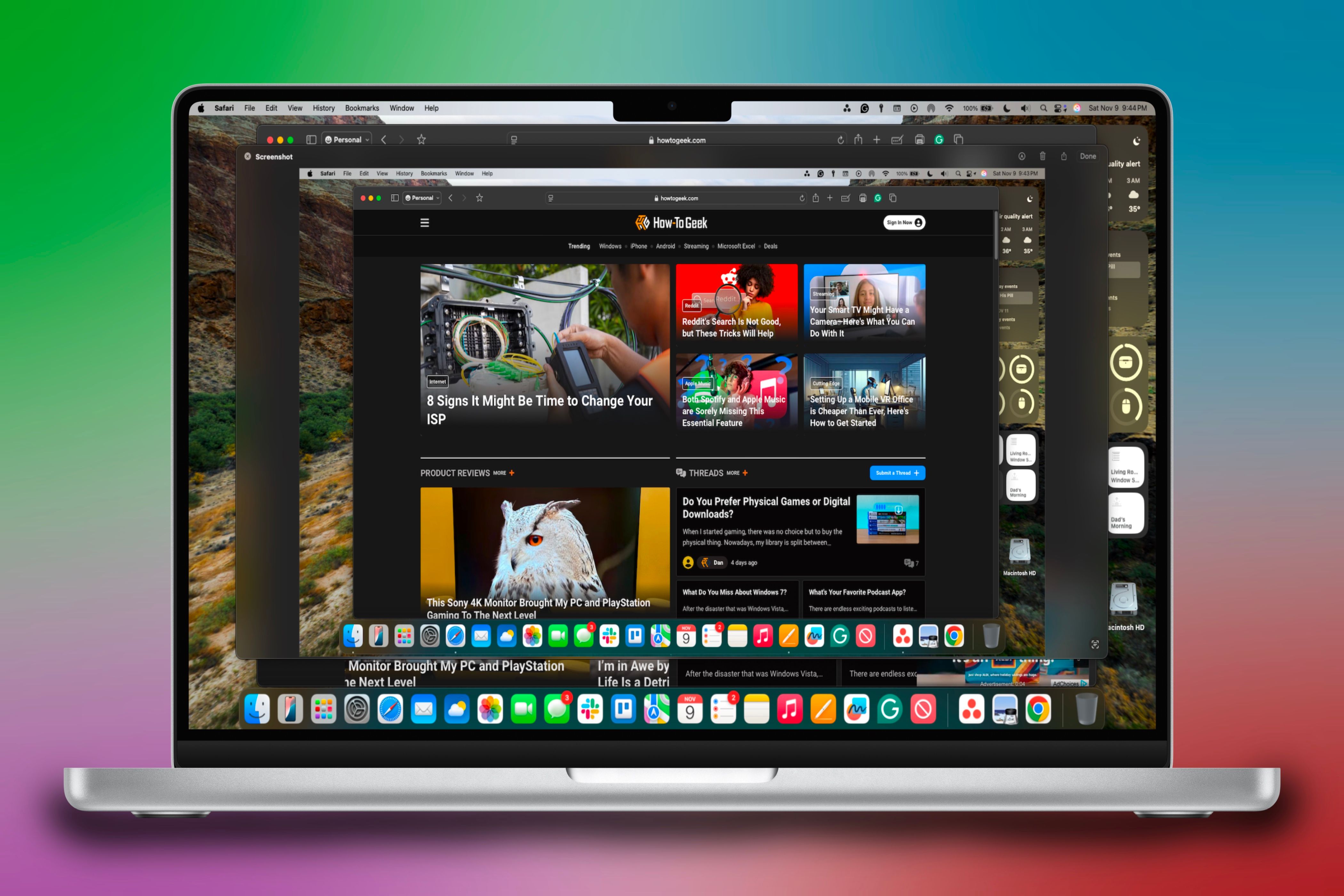 Редактирование скриншота на MacBook с ярким фоном.