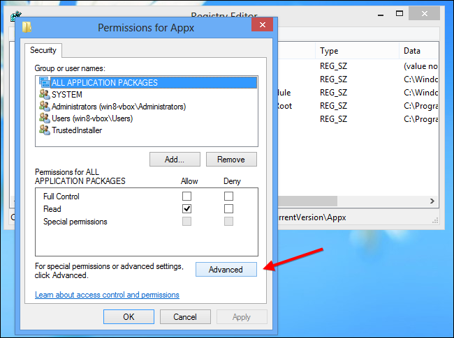 Дополнительные параметры разрешений