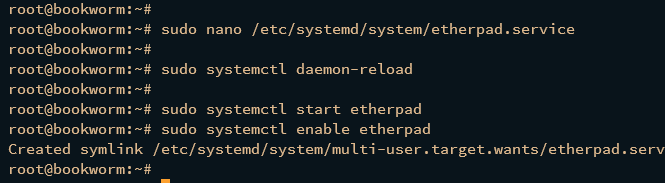 Запуск Etherpad как сервиса