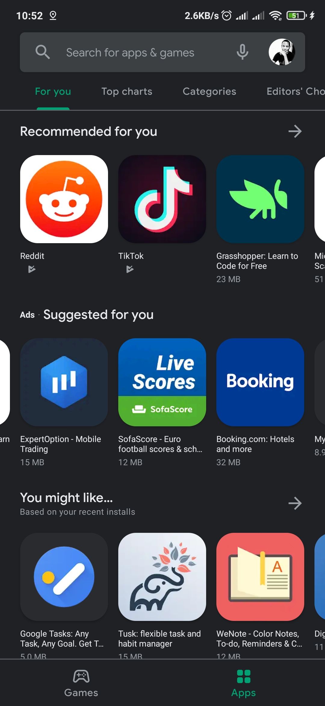 Главная страница Google Play store