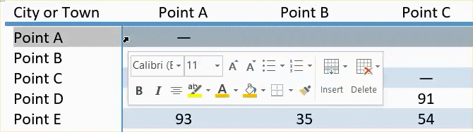 Change Quick Table Color Word