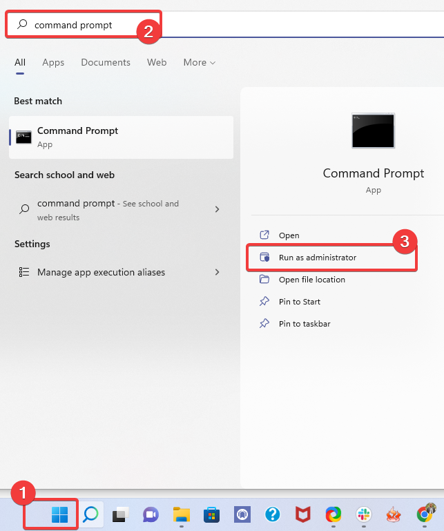 Поиск и запуск Командной строки от имени администратора в Windows