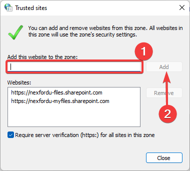 Добавление сайта в зону доверенных узлов