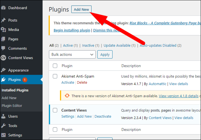 Поиск плагина Google Analytics в каталоге плагинов WordPress