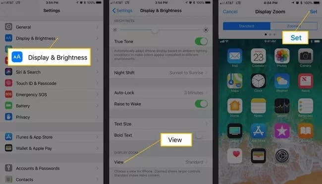Ajustes de visualización y zoom en iPhone