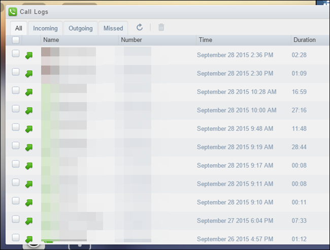 Журнал вызовов в AirDroid