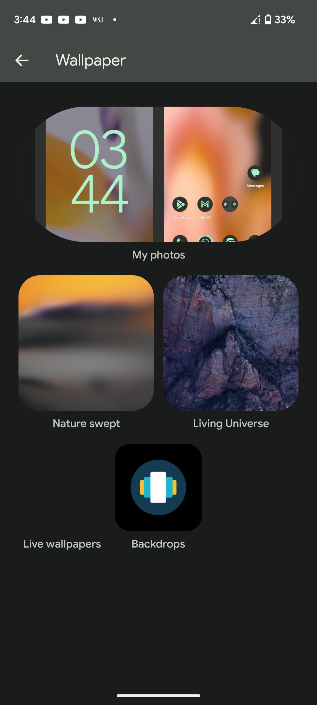 Выбор обоев в Android