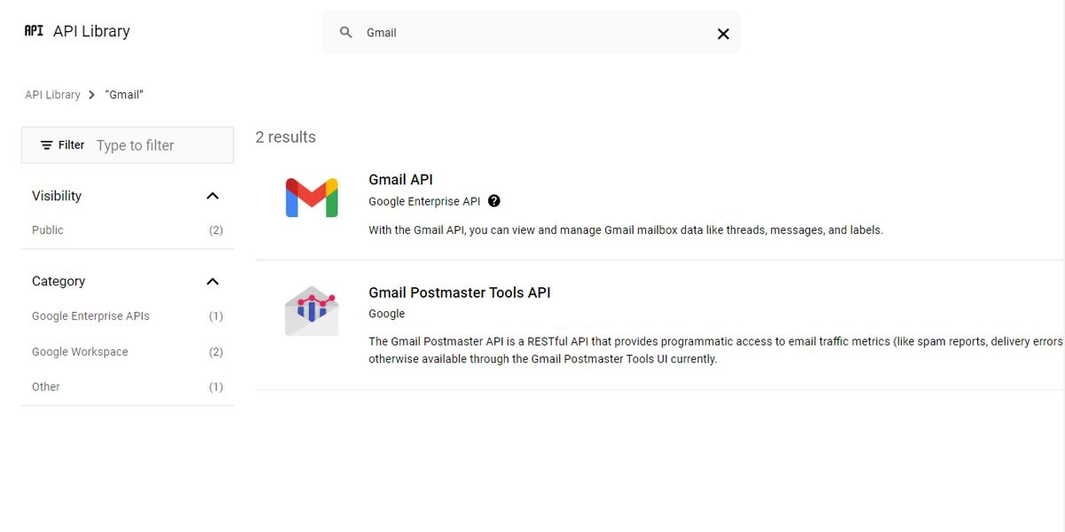 Окно поиска API в консоли Google Admin.