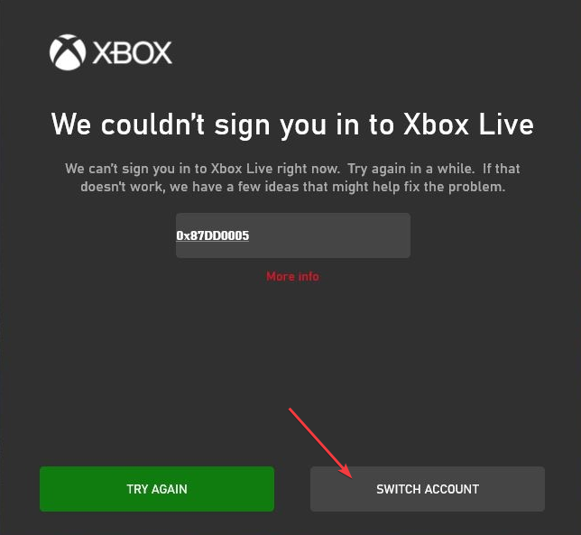 Кнопка Сменить аккаунт