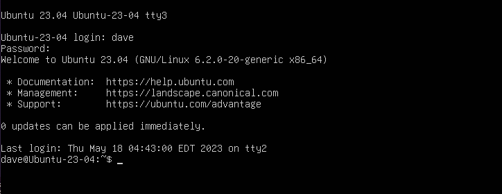 Сообщения входа в Ubuntu в текстовом терминале