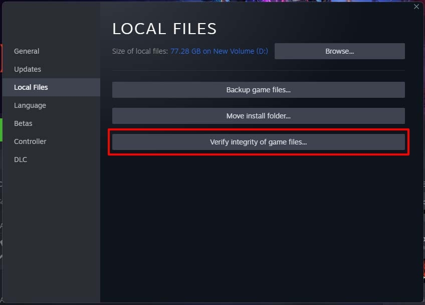 Vérifier les fichiers du jeu - Steam integrity check