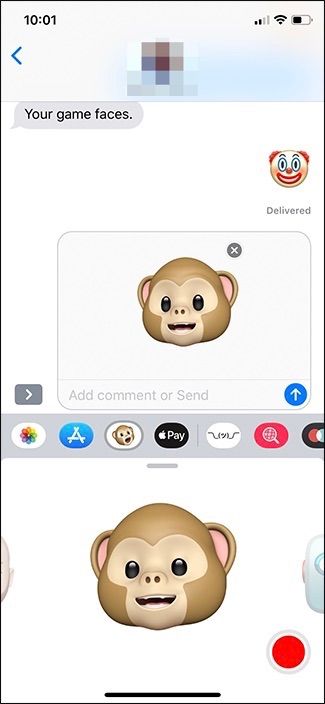 Снимок Animoji — отправка неподвижного изображения