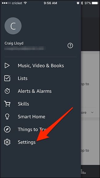 Список устройств Echo в приложении Alexa