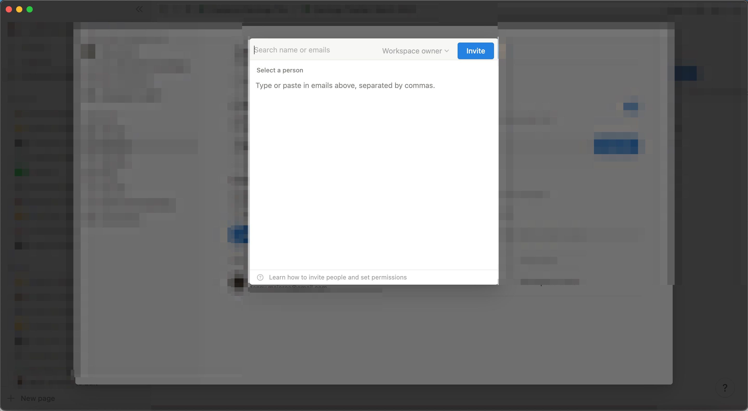 Приглашение участника в рабочее пространство Notion