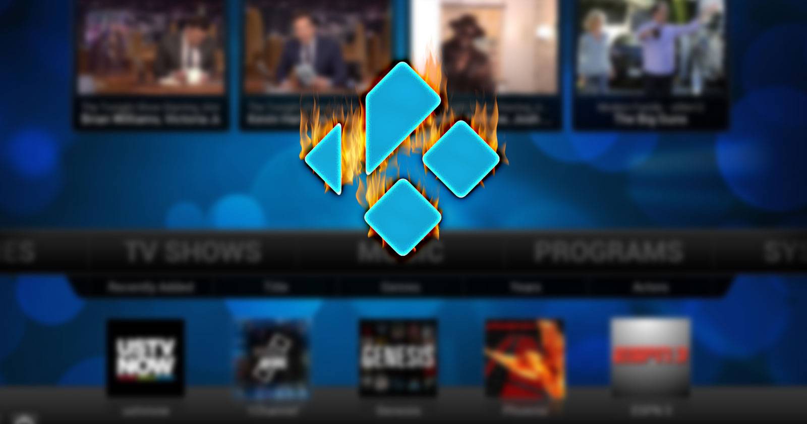 Kodi-бокс на поверхности, крупный план задней панели и кабеля питания