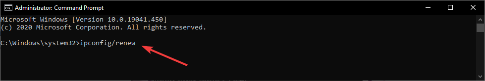 Результат команды ipconfig с информацией об IP
