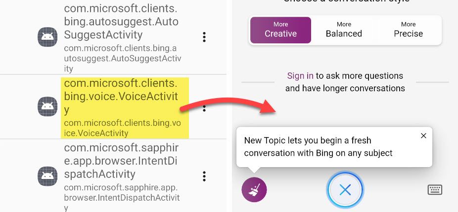 Ярлык голосового ввода в Bing