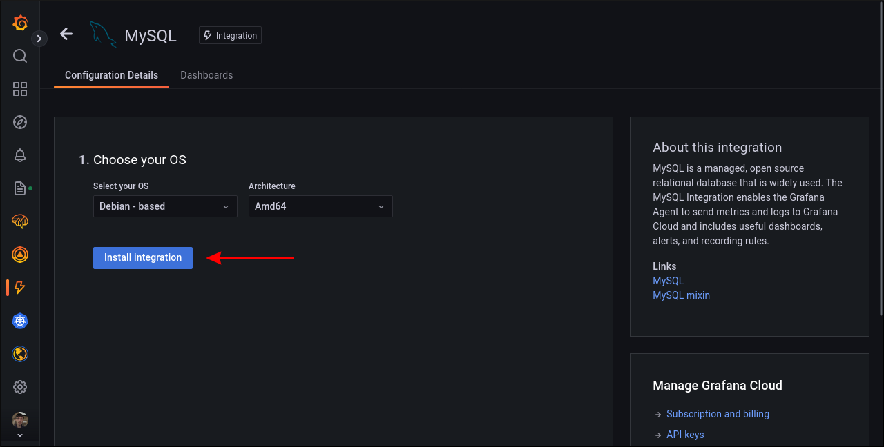 Установка интеграции MySQL в Grafana
