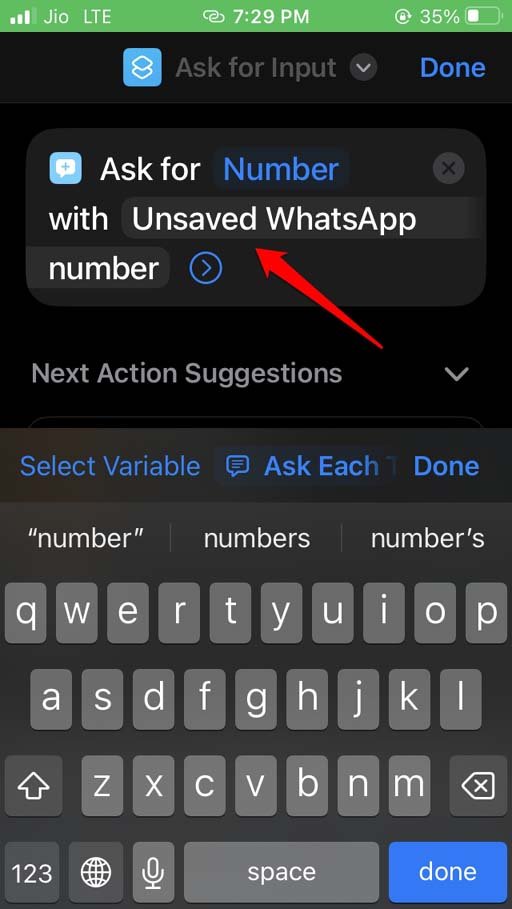 Переименование подсказки ввода на 'Unsaved WhatsApp number'
