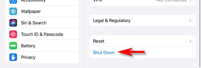 In iPad General settings, tap
