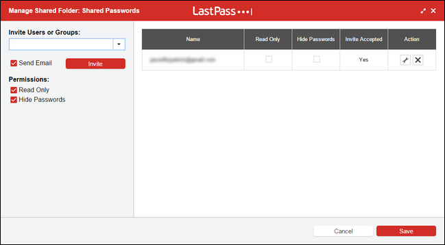 Настройка прав доступа в LastPass: Read Only и Hide Passwords