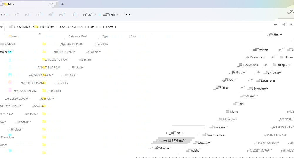Список сохраняемых папок в FileHistory