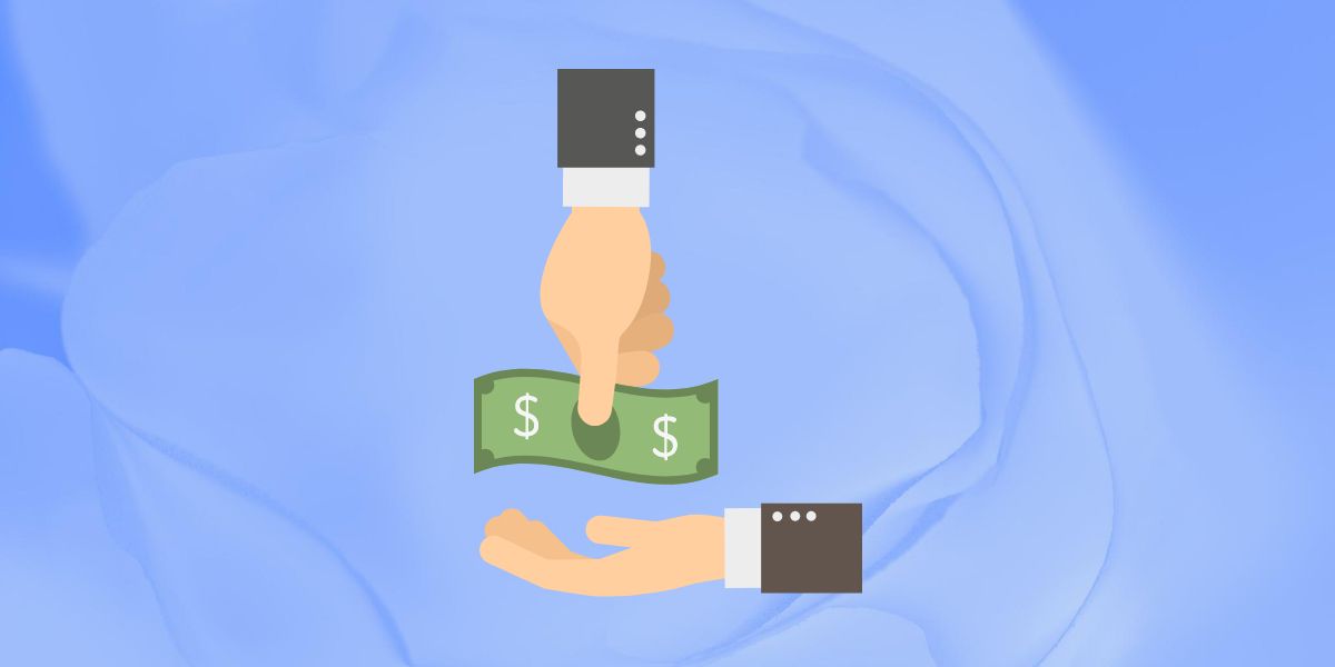 иллюстрация передачи денег получателю