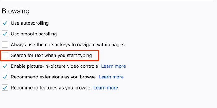 Опция поиска при вводе в Firefox