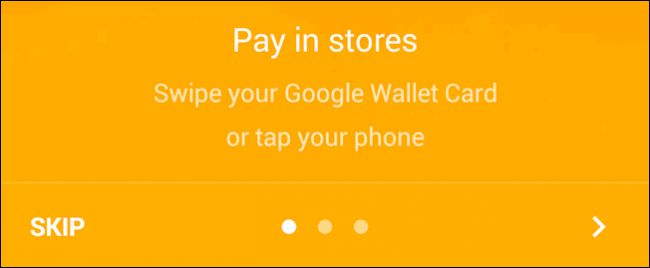 Экран: вводный тур Google Wallet