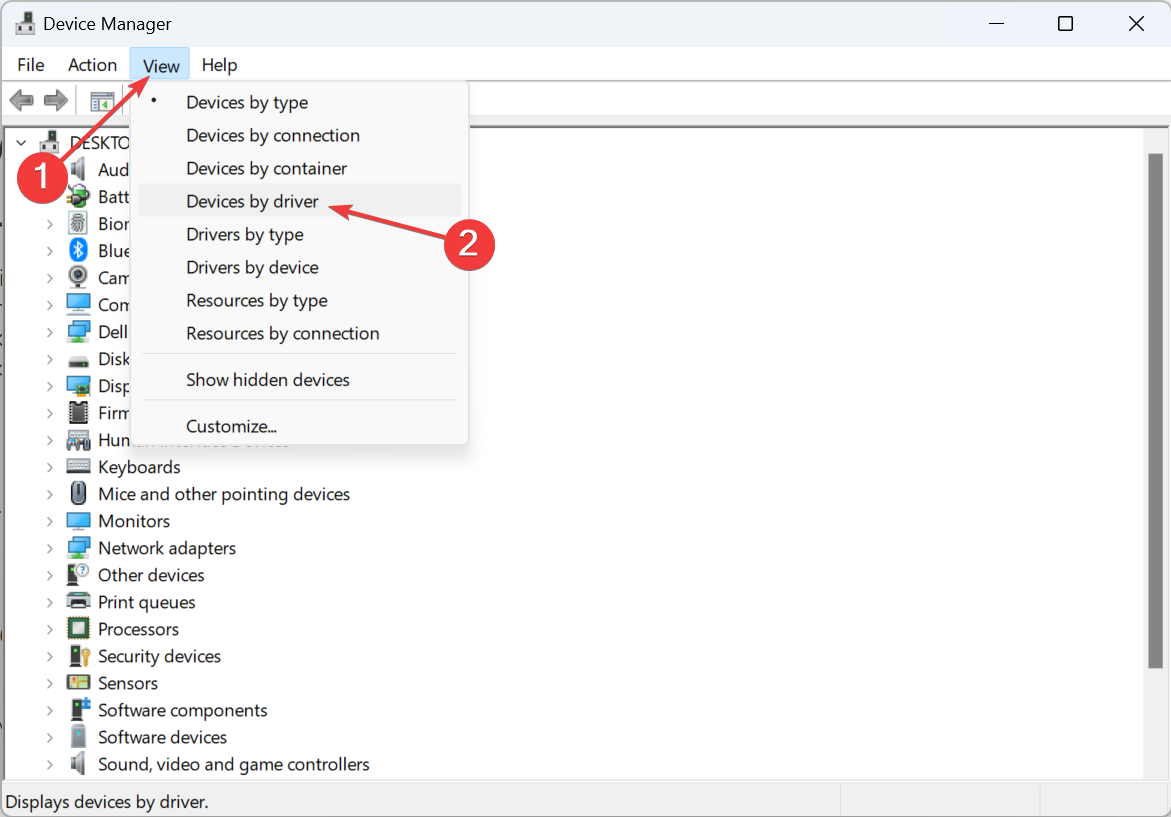 Показ устройств по драйверам