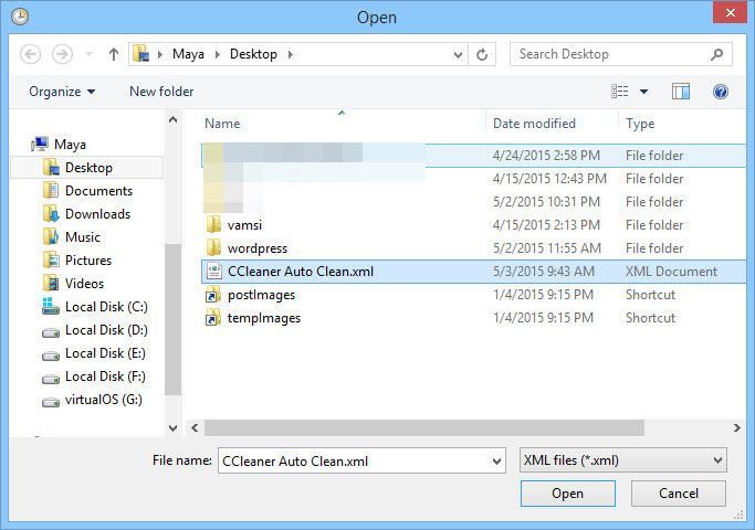 Sélectionner le fichier XML précédemment exporté.