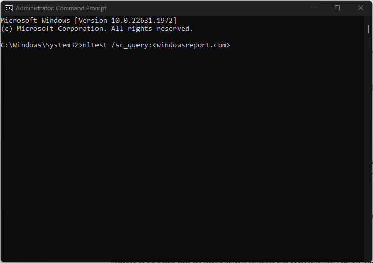Скриншот: nltest /sc_query
