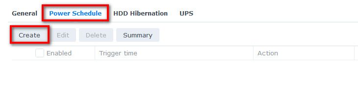 Выберите «Power Schedule» и нажмите «Create».
