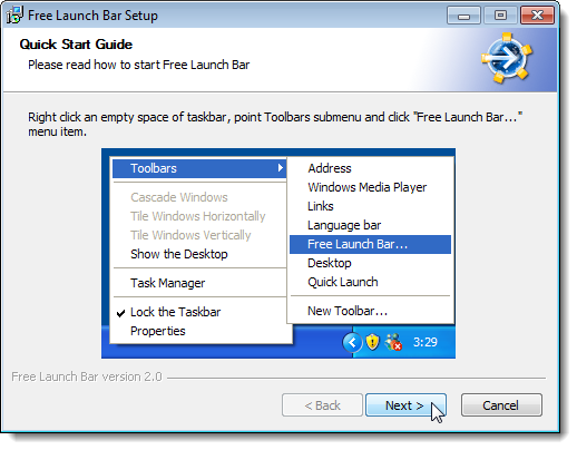Быстрый старт после установки Free Launch Bar