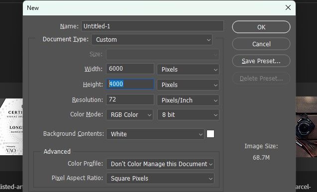 Шаг 2 изменить ширину и высоту в Photoshop Beta