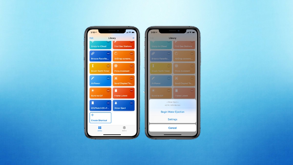 Ejetar água do iPhone com Atalho da Siri