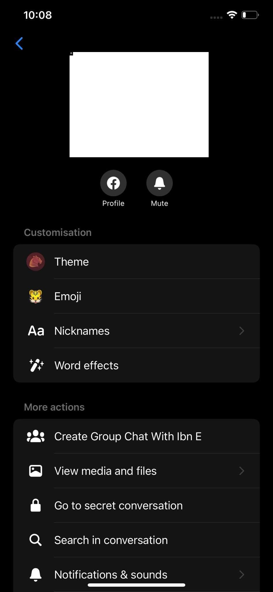 Пункт меню «Word effects» в Facebook Messenger
